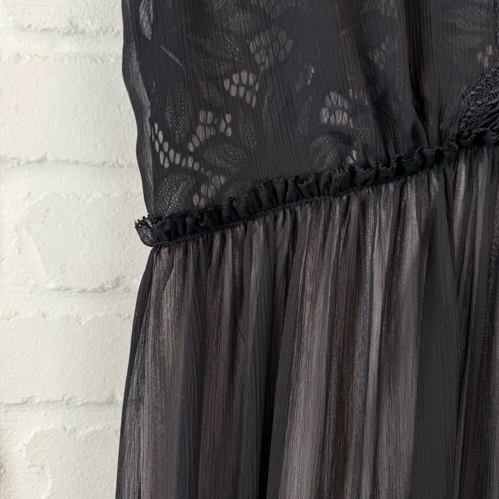 AllSaints Black Lace & Sheer Midi Dress - Picture 6 of 16